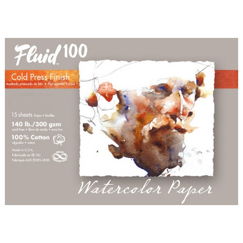 Fluid 100 Watercolor Paper Pochette - 140lb Cold Press 11"x14" - 10 Sheet Pochette