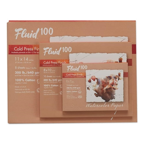 Fluid 100 Watercolor Paper Pochette - 300lb Cold Press - 8"x10" - 10 Sheet Pochette Fluid 100 Watercolor Paper Pochette - 300lb Cold Press - 8"x10" - 10 Sheet Pochette