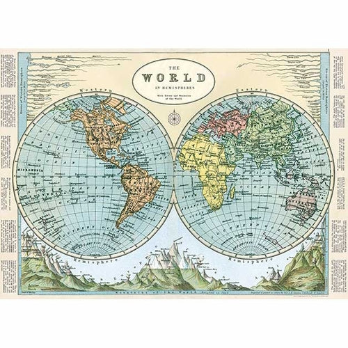 Cavallini Decorative Paper-Hemispheres Map #2 20"x28" Sheet Cavallini Decorative Paper-Hemispheres Map #2 20"x28" Sheet