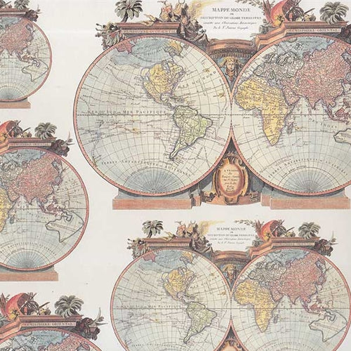 Tassotti Paper- Vintage World Maps 19.5x27.5 Inch Sheet Tassotti Paper- Vintage World Maps 19.5x27.5 Inch Sheet