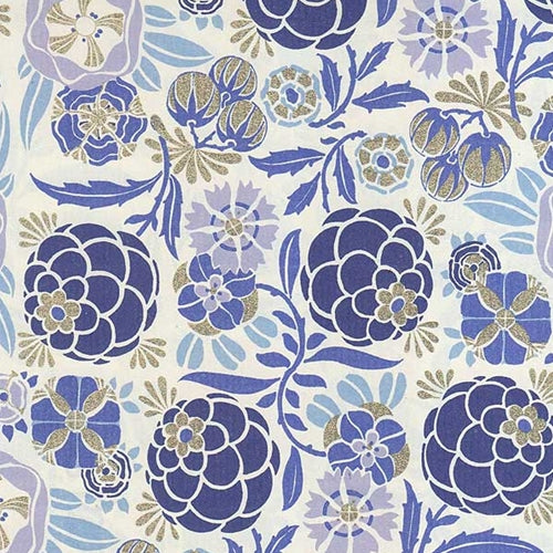 Rossi Decorated Papers from Italy - Liberty Flowers Blue  28"x40" Sheet Rossi Decorated Papers from Italy - Liberty Flowers Blue 28"x40" Sheet