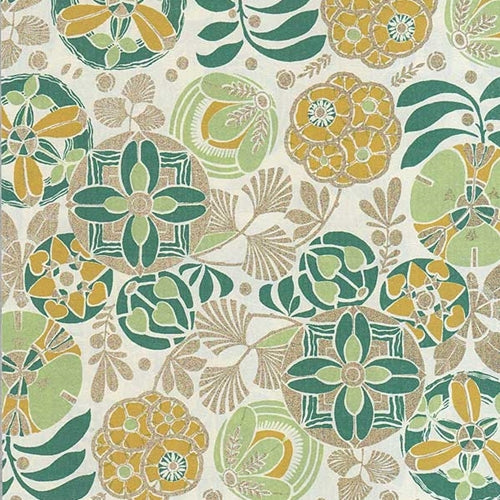 Rossi Decorated Papers from Italy - Liberty Flowers Green 28"x40" Sheet Rossi Decorated Papers from Italy - Liberty Flowers Green