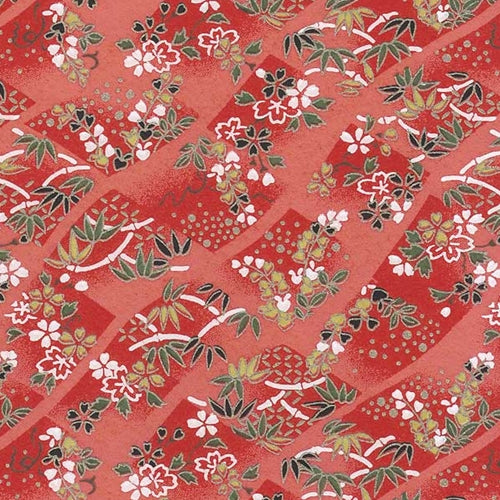 Red Floral Ribbons on Orange 21.5x31" Sheet Red Floral Ribbons on Orange 21.5x31" Sheet