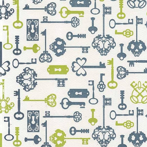 Rossi Italian Letterpress Paper- Keys in Green & Blue Rossi Italian Letterpress Paper- Keys in Green