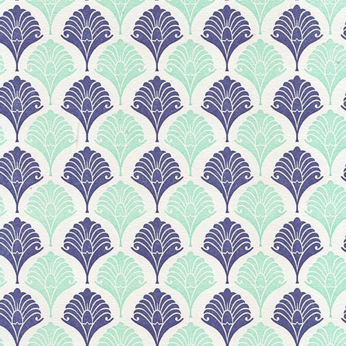Rossi Italian Letterpress Paper- Blue Palm Leaves Rossi Italian Letterpress Paper- Blue Palm Leaves