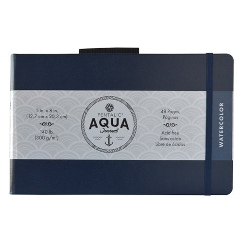 Pentalic 5"x8" 140 lb. (300 gsm) Aqua  Landscape Watercolor Journal Pentalic 7"x10" 140 lb. (300 gsm) AF Aqua Journal 48 Page Book