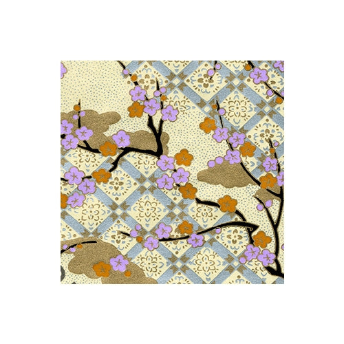 Chiyogami Paper- Yellow and Purple Flowers on Black Vines 18"x24" Sheet Chiyogami Paper- Yellow and Purple Flowers on Black Vines 18"x24" Sheet