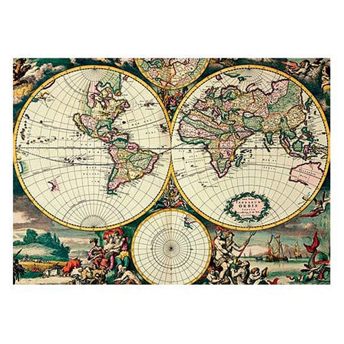 Four Hemisphere World Map- Poster Paper 19.5 x 27.25" Sheet Four Hemisphere World Map- Poster Paper 19.5 x 27.25" Sheet