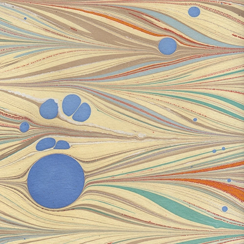Marbled Paper from India- Blue Polka Dot Feathers 22x30" Sheet Marbled Paper from India- Blue Polka Dot Feathers 22x30" Sheet
