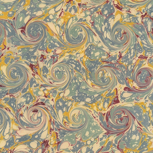 Handmade Italian Marble Paper- Scroll Swirls Blue, Yellow, Burgundy 19.5 x 27" Sheet Handmade Italian Marble Paper- Scroll Swirls Blue, Yellow, Burgundy 19.5 x 27" Sheet 
