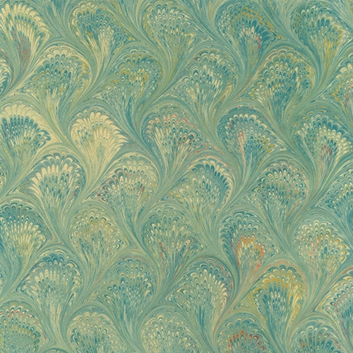 Handmade Italian Marble Paper- Peacock Turquoise 19.5 x 27" Sheet Handmade Italian Marble Paper- Peacock Turquoise 19.5 x 27" Sheet