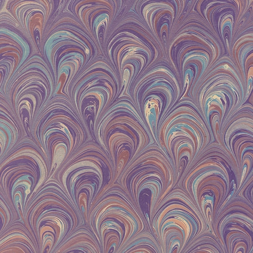 Handmade Italian Marble Paper- Peacock Violets 19.5 x 27" Sheet Handmade Italian Marble Paper- Peacock Violets 19.5 x 27" Sheet