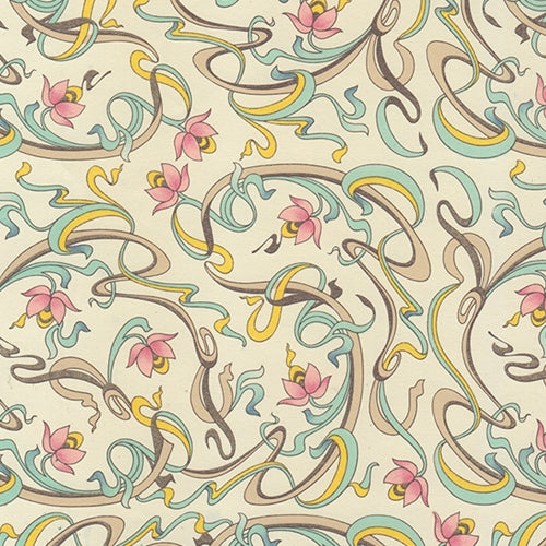 Carta Varese Florentine Paper- Floral Ribbons with Gold 19x27 Inch Sheet Carta Varese Florentine Paper- Floral Ribbons with Gold 19x27 Inch Sheet