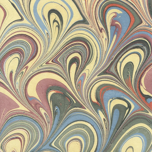 Marbled Paper from India- Wildflower Fans 22x30" Sheet Marbled Paper from India- Wildflower Fans 22x30" Sheet
