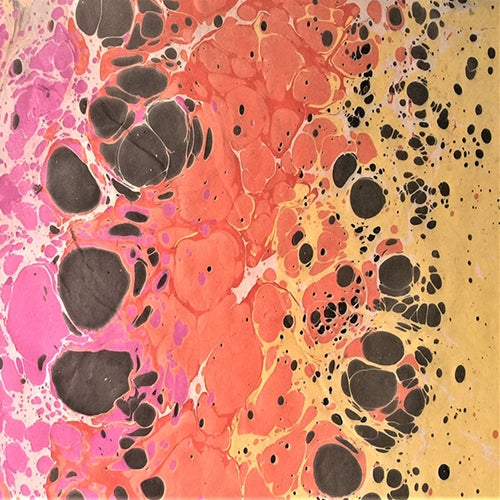 Nepalese Marbled Paper- Large Pink, Orange, Yellow Stripe Nepalese Marbled Paper- Large Pink, Orange, Yellow Stripe