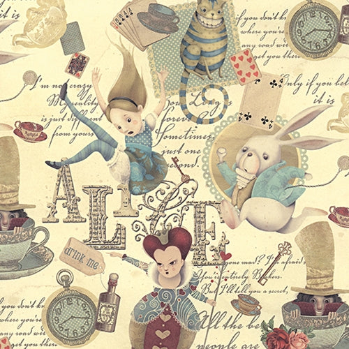 Italian Fairy Tale Paper- Alice in Wonderland 27x36" Sheet Italian Fairy Tale Paper- Alice in Wonderland 27x36" Sheet