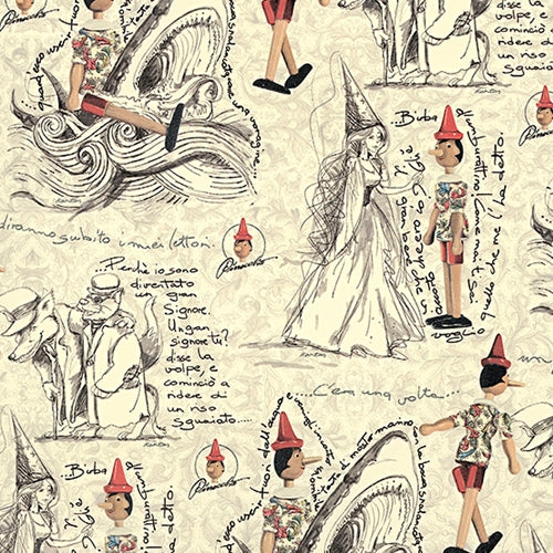 Italian Fairy Tale Paper- Pinocchio's Adventures 27x36" Sheet Italian Fairy Tale Paper- Pinocchio's Adventures 27x36" Sheet