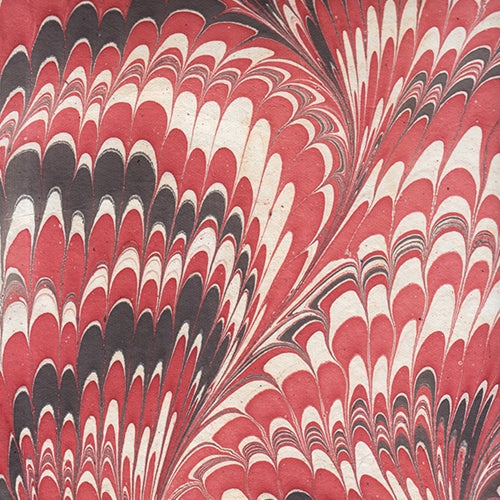 Marbled Paper from India- Red, Black, and White Feathers 22x30" Sheet Marbled Paper from India- Red, Black, and White Feathers 22x30" Sheet