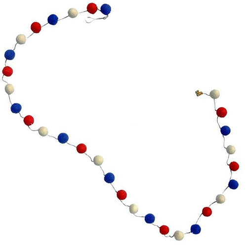Decorative Felt Garland- Red, White, and Blue Large Pom Poms Decorative Felt Garland- Red, White, and Blue Large Pom Poms