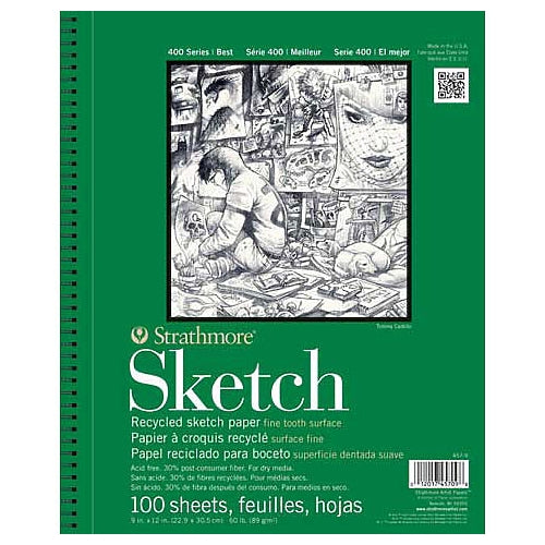 Strathmore Sketch Paper Pads 400 Series Recycled 11" x 14" - 100 Sheet Wire Bound Pad