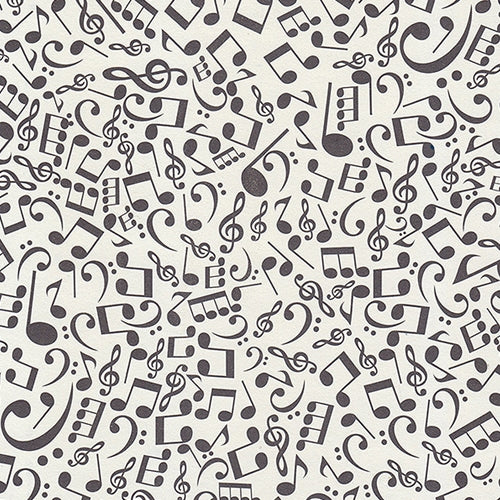 Rossi Decorated Papers from Italy - Musical Notes in Black 28"x40" Sheet Rossi Decorated Papers from Italy - Musical Notes in Black 28"x40" Sheet
