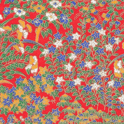 Blue, White, and Yellow Floral on Red- 21"X31" Sheet Blue, White, and Yellow Floral on Red- 21"X31" Sheet 