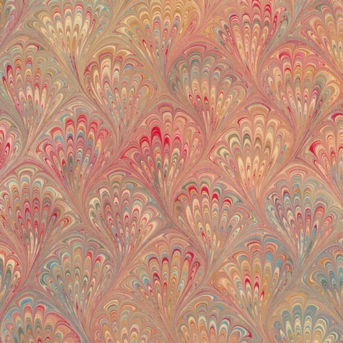 Handmade Italian Marble Paper- Peacock Rainbow 19.5 x 27" Sheet Handmade Italian Marble Paper- Peacock Rainbow 19.5 x 27" Sheet