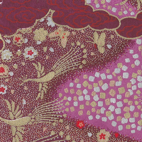 Japanese Chiyogami Paper- Gold Cranes on Purple Clouds Japanese Chiyogami Paper- Gold Cranes on Purple Clouds