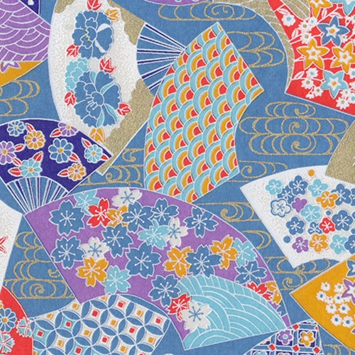 Japanese Chiyogami Paper- Floral Pastel Fans 19x25" Sheet Japanese Chiyogami Paper- Floral Pastel Fans 19x25" Sheet