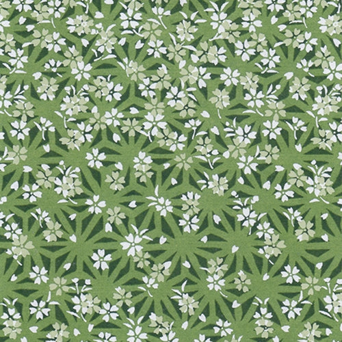 Japanese Chiyogami Paper- White Flowers on Spring Green 19x25" Sheet Japanese Chiyogami Paper- White Flowers on Spring Green 19x25" Sheet