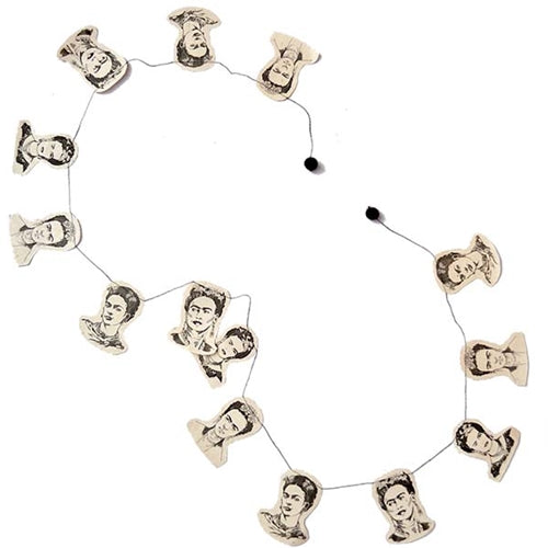 Decorative Paper Garland from Nepal- Frida Kahlo Portraits Decorative Paper Garland from Nepal- Frida Kahlo Portraits