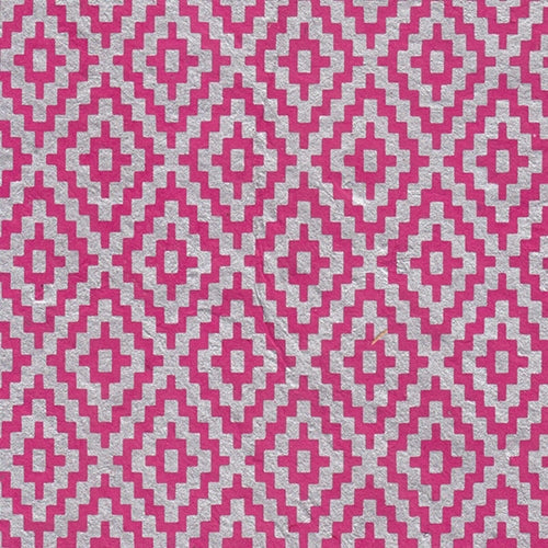 Zig Zag Steps Op Art (Optical Illusion) Paper- Silver on Magenta Zig Zag Steps Op Art (Optical Illusion) Paper- Silver on Magenta