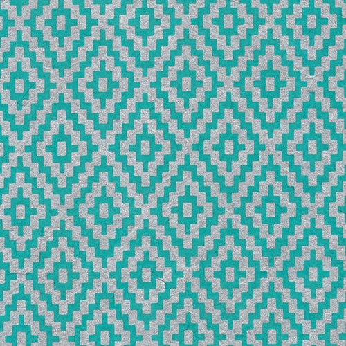 Zig Zag Steps Op Art (Optical Illusion) Paper- Silver on Turquoise Zig Zag Steps Op Art (Optical Illusion) Paper- Silver on Turquoise