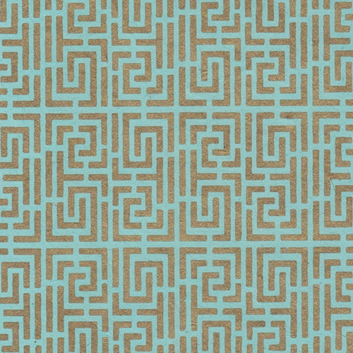 Endless Maze Op Art (Optical Illusion) Paper- Gold on Turquoise Endless Maze Op Art (Optical Illusion) Paper- Gold on Turquoise