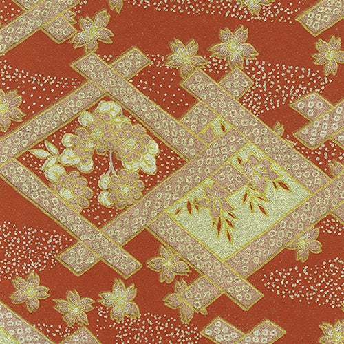 Gold Flowers and Lattice on Red 18x24" Sheet Gold Flowers and Lattice on Red 18x24" Sheet