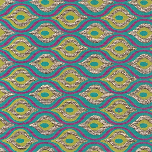 Printed Cotton Paper from India- Turquoise, Green, & Gold Eyes on Magenta 22x30 Inch Sheet Printed Cotton Paper from India- Turquoise, Green, & Gold Eyes on Magenta 22x30 Inch Sheet