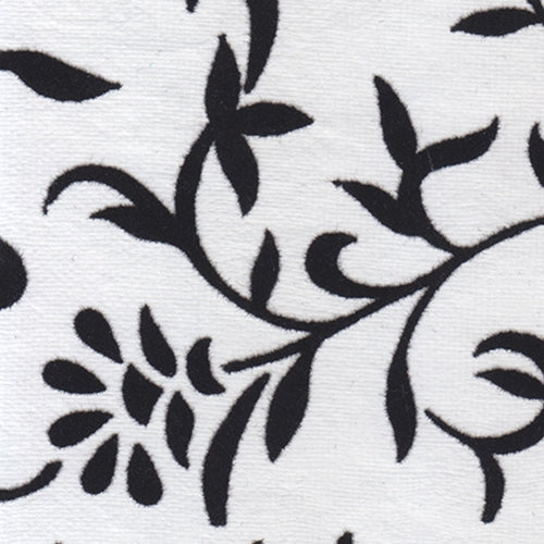 Printed Cotton Paper from India- Black Flocked Floral on White 22x30 Inch Sheet Printed Cotton Paper from India- Black Flocked Floral on White 22x30 Inch Sheet