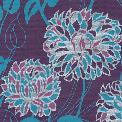 Printed Cotton Paper from India-  Majestic Purple Peonies 22x30 Inch Sheet Printed Cotton Paper from India-  Majestic Purple Peonies 22x30 Inch Sheet