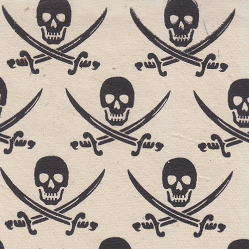 Nepalese Printed Paper- Jolly Roger Black on Natural 20x30" Sheet Nepalese Printed Paper- Jolly Roger Black on Natural 20x30" Sheet