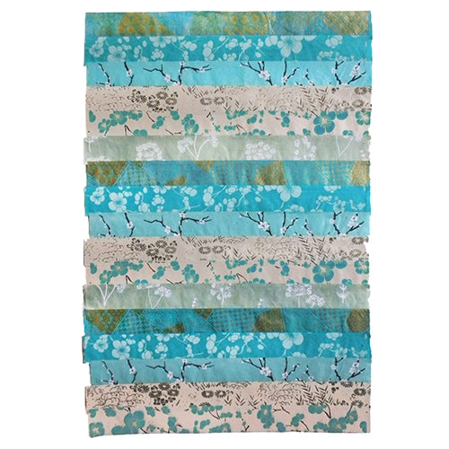 Nepalese Striped Collage Paper- Turquoise Print Collage 20x30" Sheet  Nepalese Striped Collage Paper- Turquoise Print Collage 20x30" Sheet