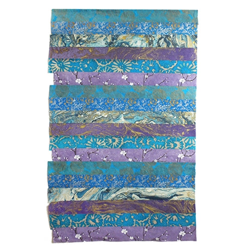 Nepalese Striped Collage Paper- Purple and Blue Print Collage 20x30" Sheet Nepalese Striped Collage Paper- Purple and Blue Print Collage 20x30" Sheet