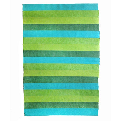 Nepalese Striped Collage Paper- Shades of Green Collage 20x30" Sheet Nepalese Striped Collage Paper- Shades of Green Collage 20x30" Sheet