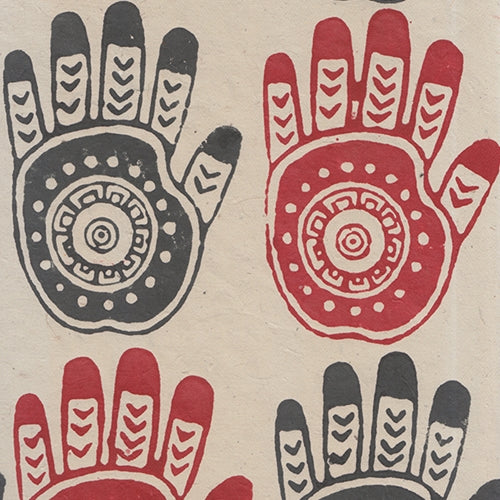 Nepalese Handmade Lokta Paper- Woodblock Hands Nepalese Handmade Lokta Paper- Woodblock Hands
