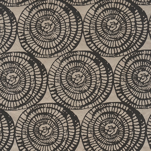 Nepalese Printed Paper- Ammonite Scrolls Nepalese Printed Paper- Ammonite Scrolls in Black on Natural 20x30" Sheet