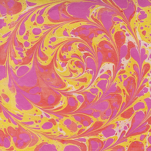 Nepalese Marbled Paper- Center Swirl Orange, Yellow, & Pink Nepalese Marbled Paper- Center Swirl Orange, Yellow, & Pink 20x30" Sheet