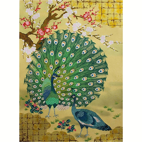 Japanese Sogara Yuzen Peacock- 18x24" Print Japanese Sogara Yuzen Peacock- 18x24" Print