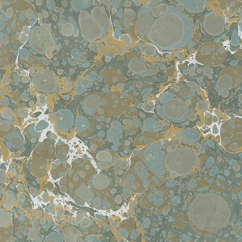 Handmade Italian Marble Paper- Stone Marble Green, Blue, & Gold 19.5 x 27" Sheet Handmade Italian Marble Paper- Green, Blue, & Gold Stone Marble 19.5 x 27" Sheet