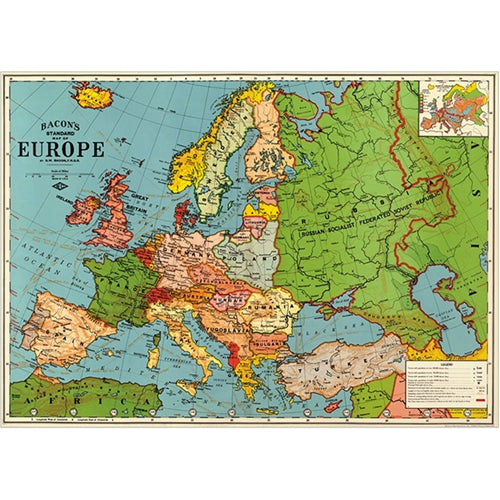 Cavallini Decorative Paper - Europe Map 3 20"x28" Sheet Cavallini Decorative Paper - Europe Map 3 20"x28" Sheet