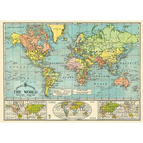 Cavallini Decorative Paper - World Map #6 20"x28" Sheet Cavallini Decorative Paper - World Map #6 20"x28" Sheet