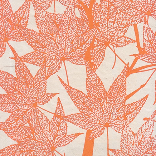 Skeletal Leaves Paper Skeletal Leaves Paper- Orange Leaves on Natural Paper 20x30" Sheet